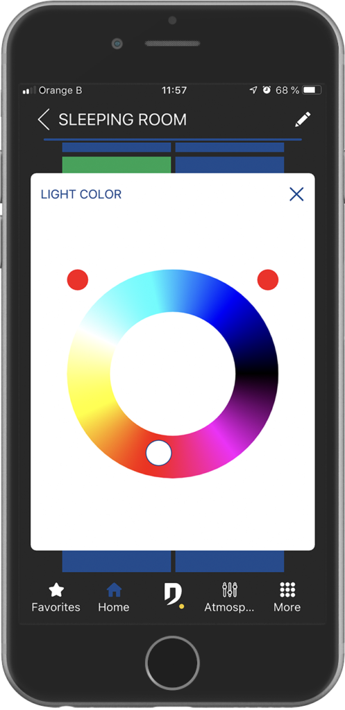 smartphone with DomintellPilot application color selection screen