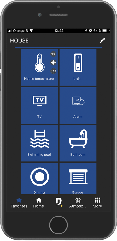 smartphone with DomintellPilot application installation grid screen