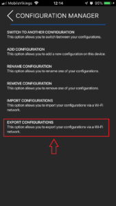 screenshot export a configuration