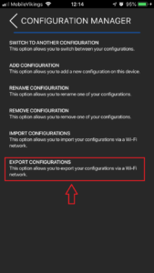 capture d'écran exporter une configuration