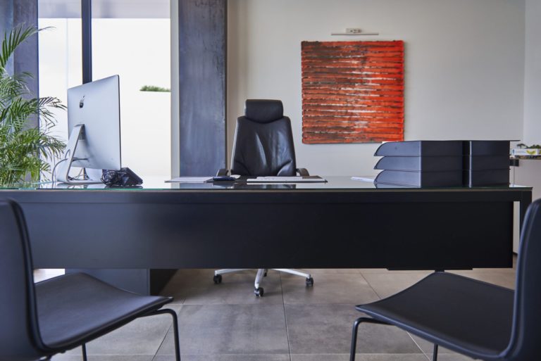 office in the company Van Damme, equipped with the system automation Domintell