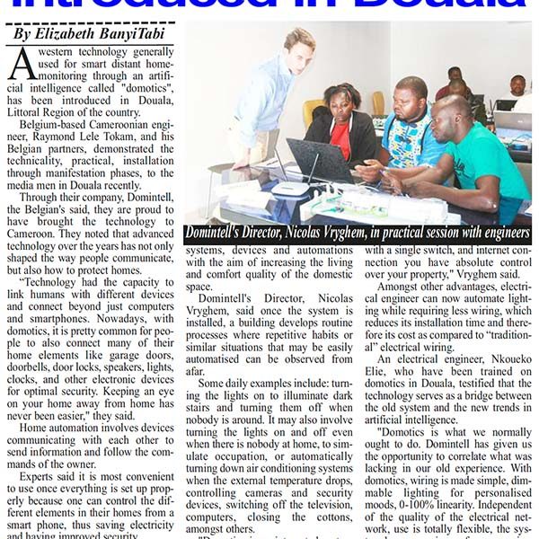 Extrait d'article de presse camerounaise sur Domintell